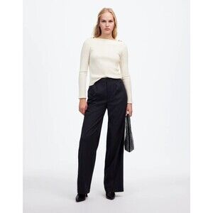 MADEWELL Boatneck Long-Sleeve Tee XXS Antique Cream Ribbed Knit NWT B49